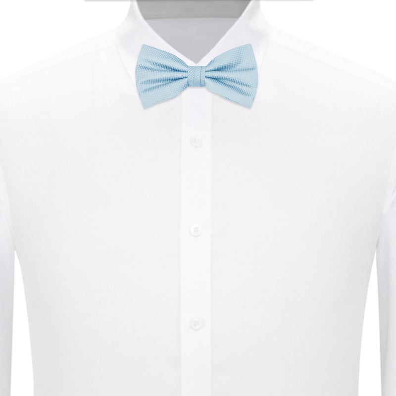 Jacob Alexander Men's Woven Subtle Mini Squares Adjustable Pre-Tied Banded Bow Tie - Sky Blue - Image 3